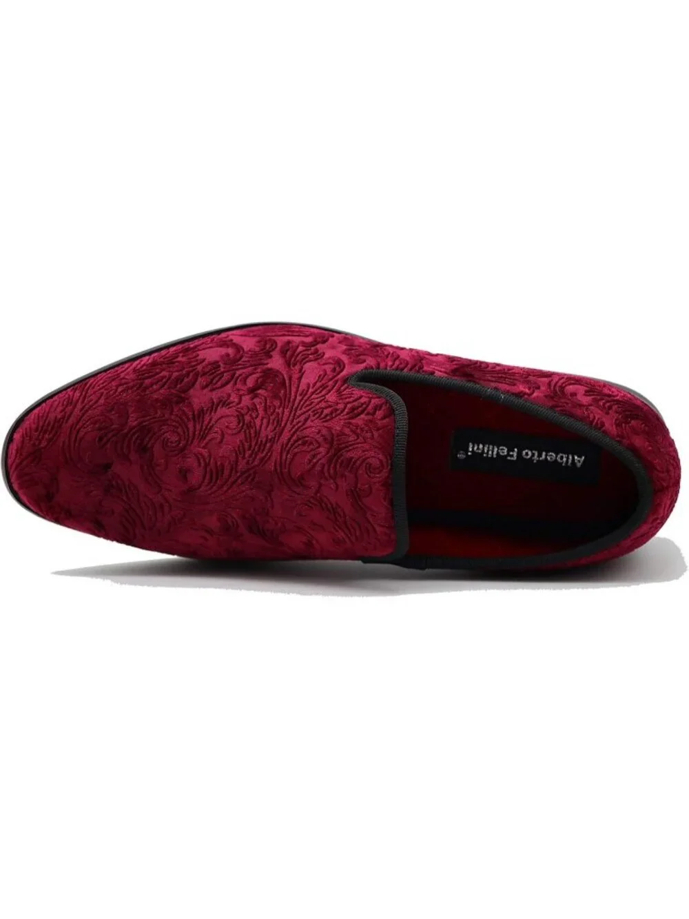 Men's Plain Burgundy35 Vintage Velvet Loafers Slip On Classic Tuxedo Dress Shoes